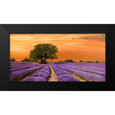 Campo al tramonto Black Modern Wood Framed Art Print by Sella, Valerio