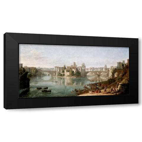 The Tiber in Rome Black Modern Wood Framed Art Print by van Wittel, Gaspar