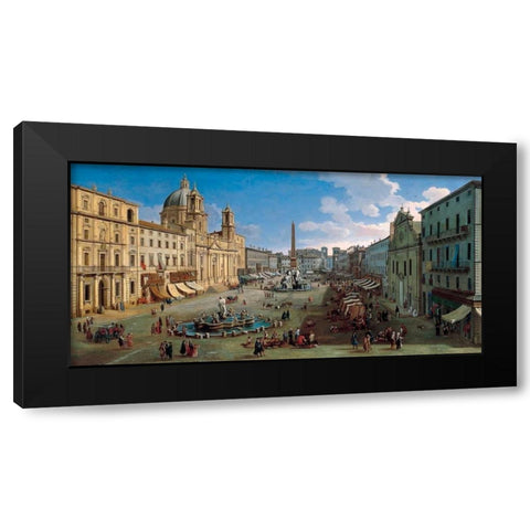 Piazza Navona Rome Black Modern Wood Framed Art Print by van Wittel, Gaspar