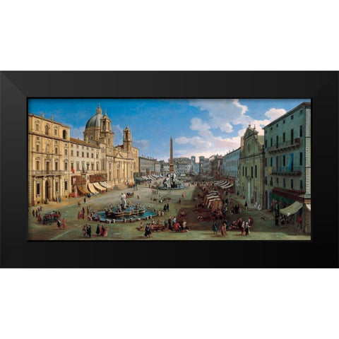 Piazza Navona Rome Black Modern Wood Framed Art Print by van Wittel, Gaspar