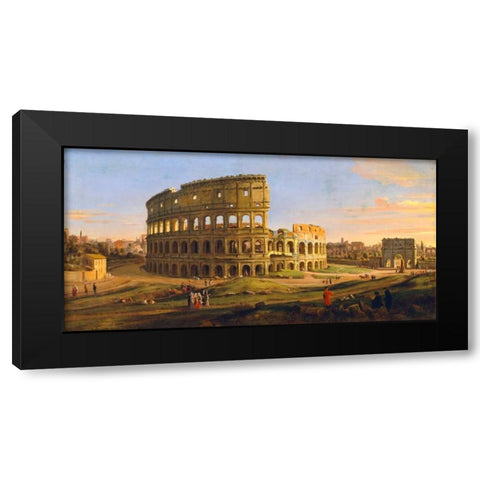 Veduta del Colosseo Black Modern Wood Framed Art Print with Double Matting by Van Wittel, Gaspar