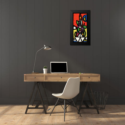 Il paese vive sulla piccola barca Black Modern Wood Framed Art Print by Wallas