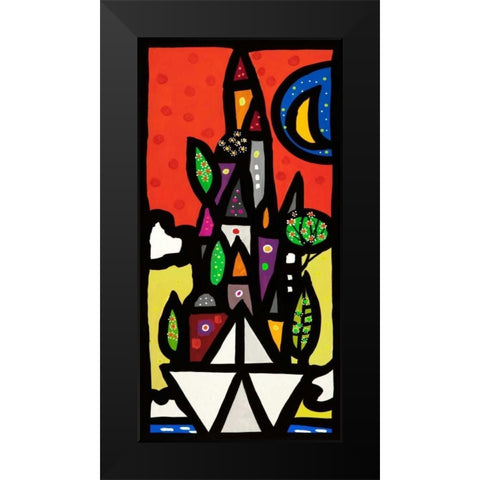 Il paese vive sulla piccola barca Black Modern Wood Framed Art Print by Wallas