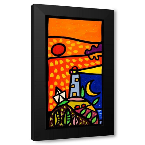 Faro nella notte Black Modern Wood Framed Art Print by Wallas