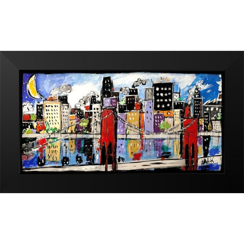 Citycolor Black Modern Wood Framed Art Print by Wallas