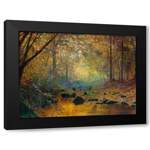 On the River Greta England Black Modern Wood Framed Art Print with Double Matting by Grimshaw, John Atkinson