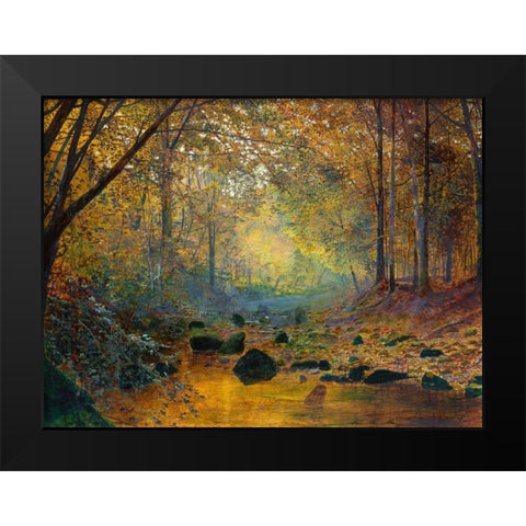 On the River Greta England Black Modern Wood Framed Art Print by Grimshaw, John Atkinson