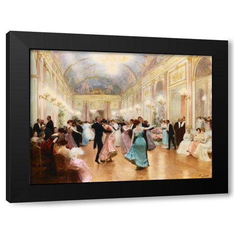 The Ball Black Modern Wood Framed Art Print with Double Matting by Gilbert, Victor Gabriel