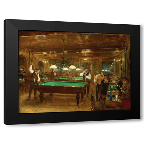 The Billiards Black Modern Wood Framed Art Print with Double Matting by Beraud, Jean