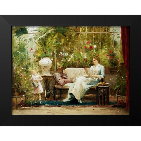 A Willing Helper Black Modern Wood Framed Art Print by Munkacsy, Mihaly
