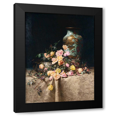 Still Life with Roses Black Modern Wood Framed Art Print with Double Matting by Ramsey, Milne