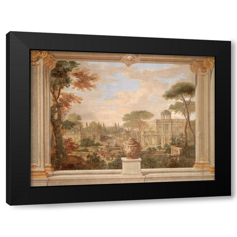 Fresco of Rome landscape Black Modern Wood Framed Art Print by Anonymous