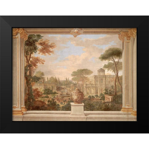 Fresco of Rome landscape Black Modern Wood Framed Art Print by Anonymous
