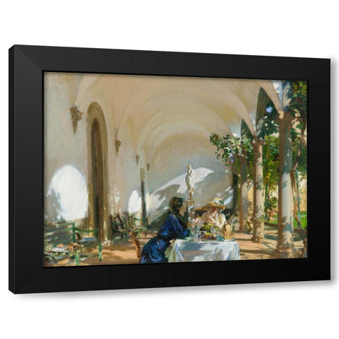 Breakfast in the Loggia Black Modern Wood Framed Art Print with Double Matting by Sargent, John Singer