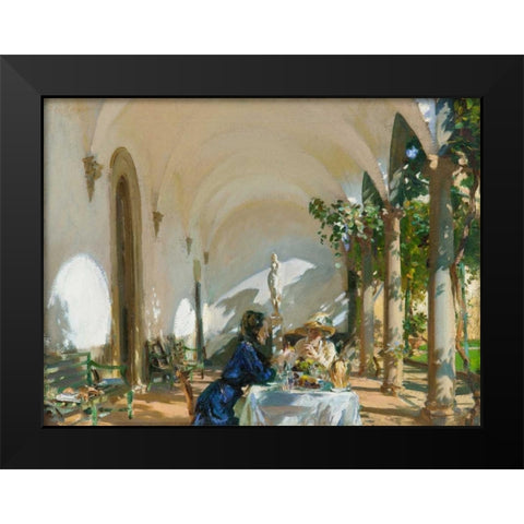 Breakfast in the Loggia Black Modern Wood Framed Art Print by Sargent, John Singer