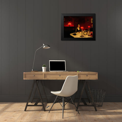 A Dinner Table at Night Black Modern Wood Framed Art Print by Sargent, John Singer