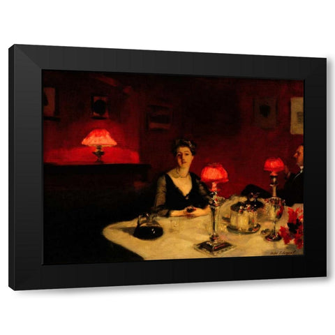 A Dinner Table at Night Black Modern Wood Framed Art Print by Sargent, John Singer