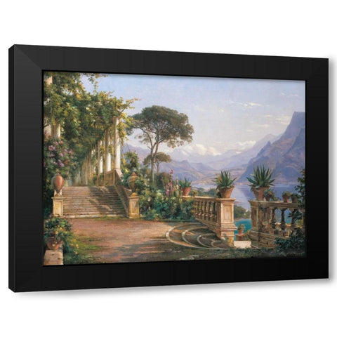 Lodge on Lake Como Black Modern Wood Framed Art Print by Aagaard, Carl Frederic