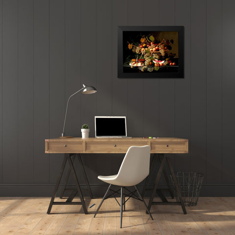 Still Life with Fruit Black Modern Wood Framed Art Print by Roesen, Severin