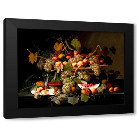 Still Life with Fruit Black Modern Wood Framed Art Print by Roesen, Severin