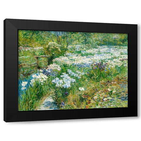 The Water Garden Black Modern Wood Framed Art Print with Double Matting by Childe Hassam, Frederick