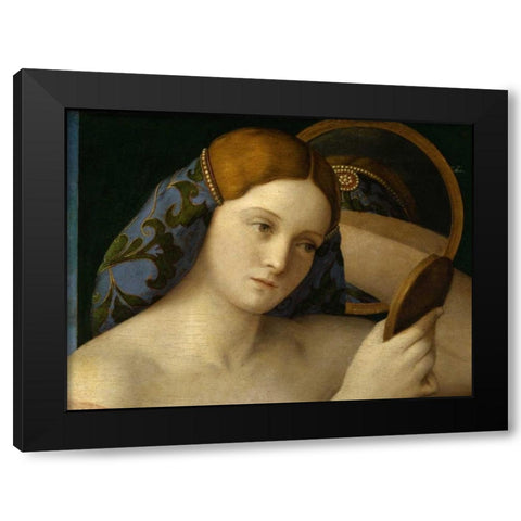 Giovane donna allo specchio Black Modern Wood Framed Art Print with Double Matting by Bellini, Giovanni