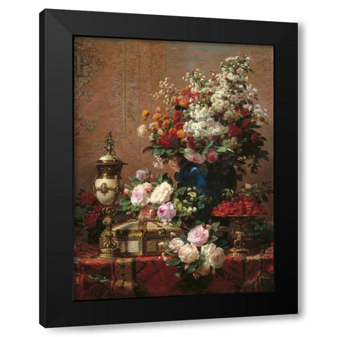 Composition with Roses Black Modern Wood Framed Art Print by Robie, Jean-Baptiste