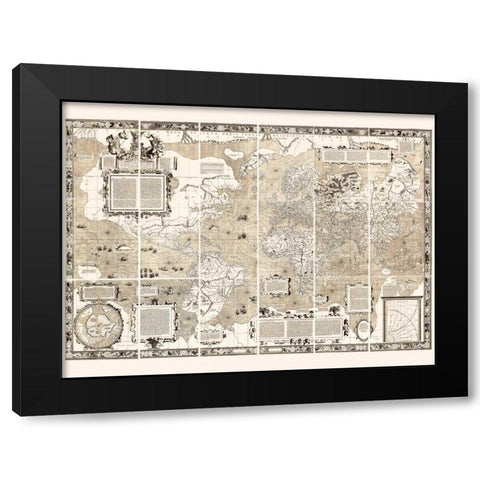 Nova et Aucta Orbis Terrae Descriptio 1569 Black Modern Wood Framed Art Print with Double Matting by Anonymous