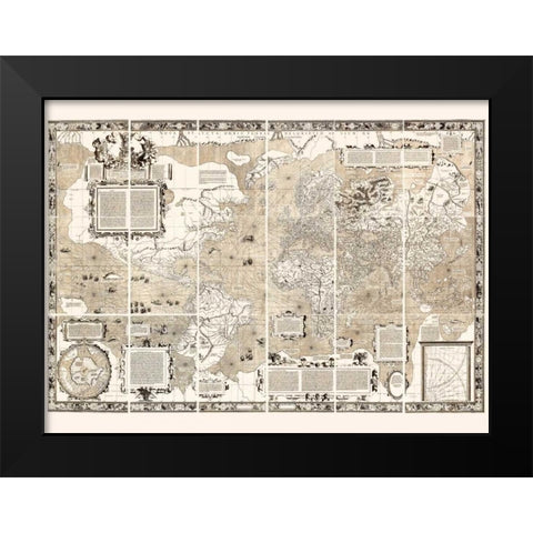 Nova et Aucta Orbis Terrae Descriptio 1569 Black Modern Wood Framed Art Print by Anonymous