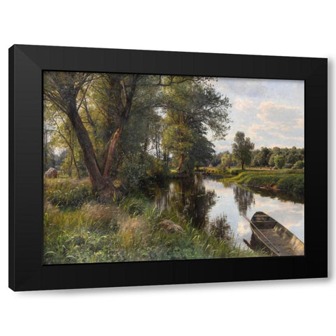 Sommer landskab Black Modern Wood Framed Art Print by Monsted, Peder