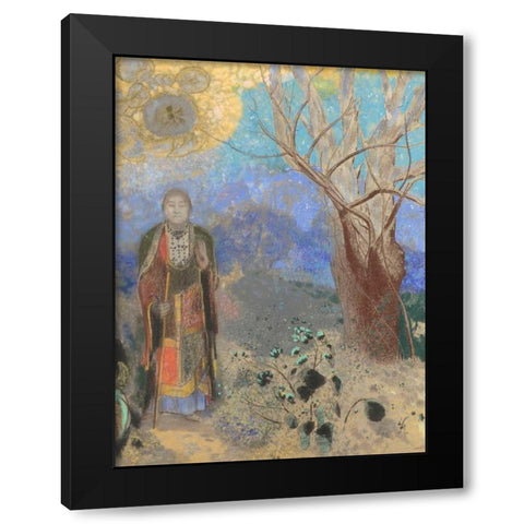 Buddha Black Modern Wood Framed Art Print with Double Matting by Redon, Odilon