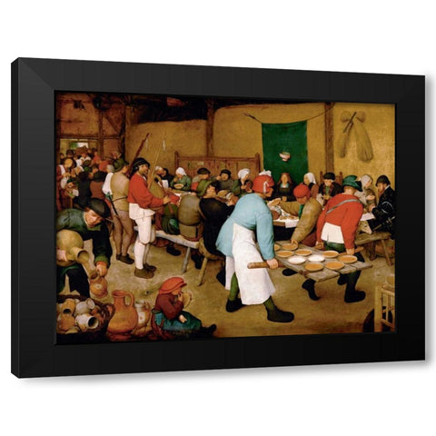 Peasant Wedding Black Modern Wood Framed Art Print with Double Matting by Bruegel the Elder, Pieter