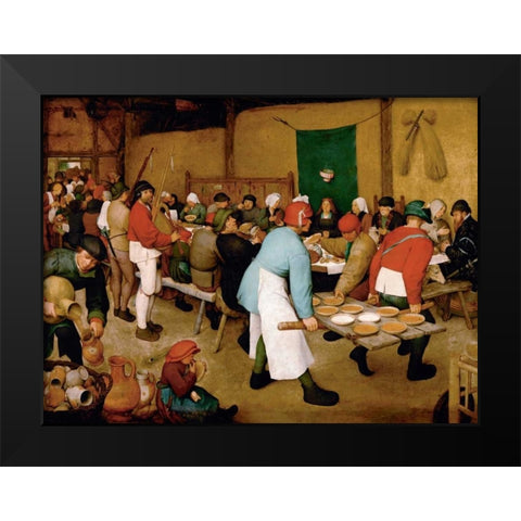 Peasant Wedding Black Modern Wood Framed Art Print by Bruegel the Elder, Pieter