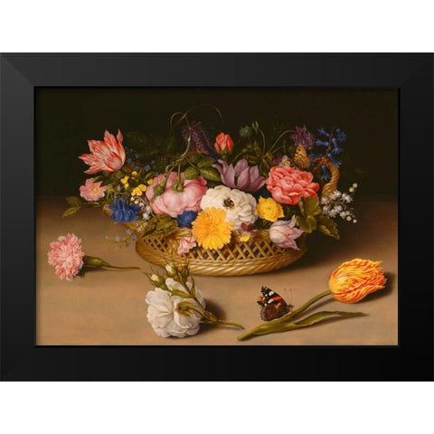 Flower Still Life Black Modern Wood Framed Art Print by Bosschaert the Elder, Ambrosius