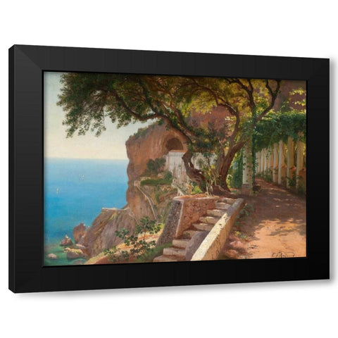 Pergola in Amalfi Black Modern Wood Framed Art Print by Aagaard, Carl Frederic