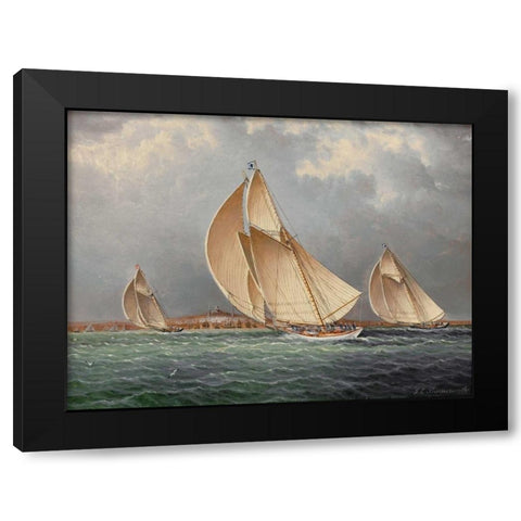 Yachting in Boston Harbor Black Modern Wood Framed Art Print by Buttersworth, James E.