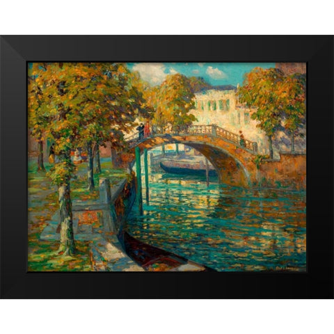 Overlooking the canal Black Modern Wood Framed Art Print by Linde, Ossip Leonovitch