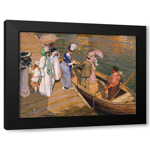 The Ferry Black Modern Wood Framed Art Print with Double Matting by Fox, Emanuel Phillips