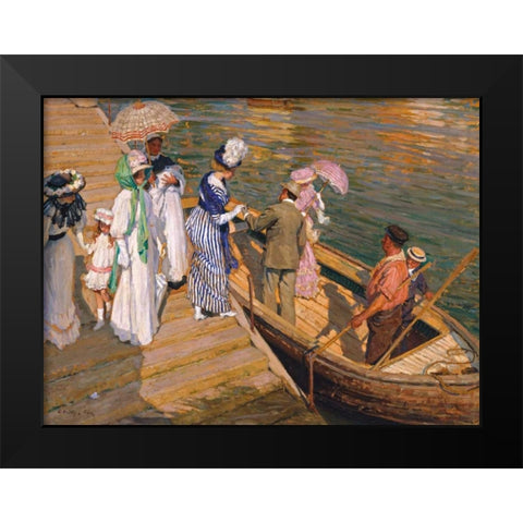The Ferry Black Modern Wood Framed Art Print by Fox, Emanuel Phillips