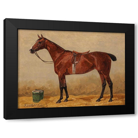Bay in a stable Black Modern Wood Framed Art Print by Volkers, Emil