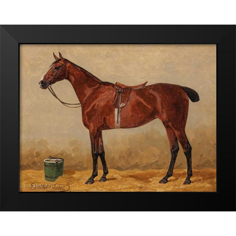Bay in a stable Black Modern Wood Framed Art Print by Volkers, Emil