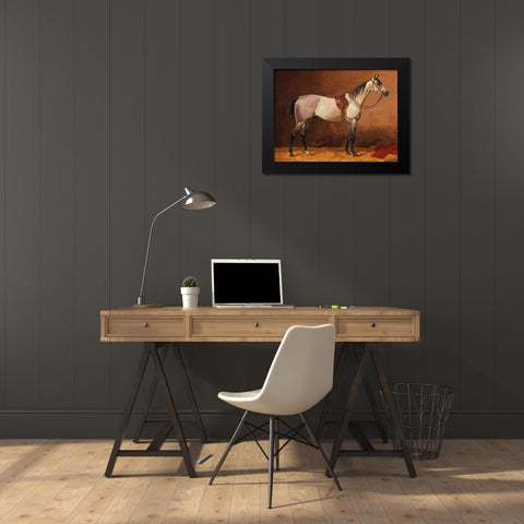 Saddled sport horse Black Modern Wood Framed Art Print by Volkers, Emil