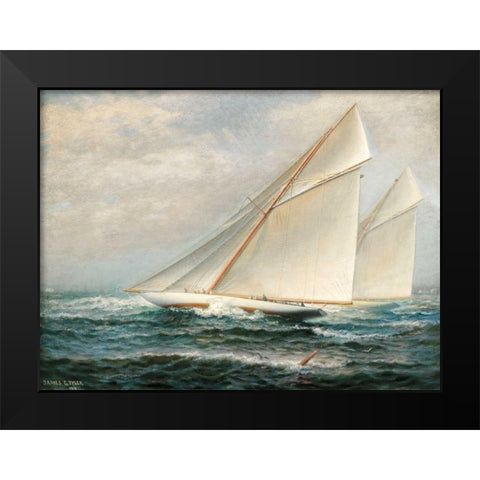 Americas Cup Racing Black Modern Wood Framed Art Print by Tyler, James Gale