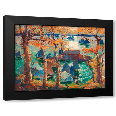 Romantic sunset, Maine Black Modern Wood Framed Art Print with Double Matting by Lie, Jonas