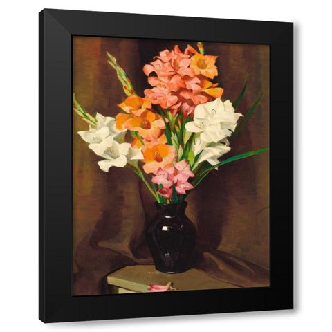 Vaso di fiori Black Modern Wood Framed Art Print by Dunton, William Herbert