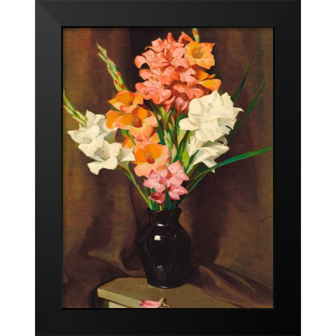 Vaso di fiori Black Modern Wood Framed Art Print by Dunton, William Herbert