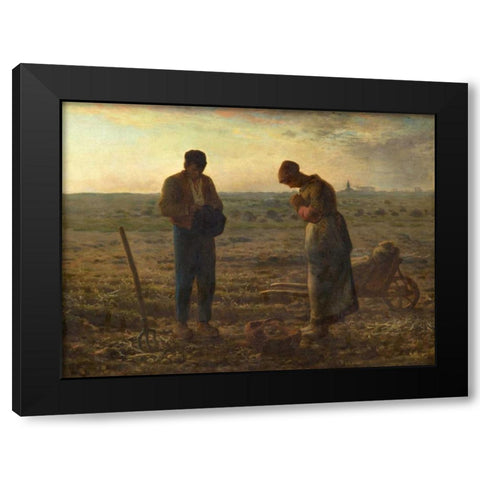 The Angelus Black Modern Wood Framed Art Print by Millet, Jean-Francois