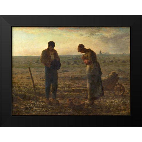 The Angelus Black Modern Wood Framed Art Print by Millet, Jean-Francois