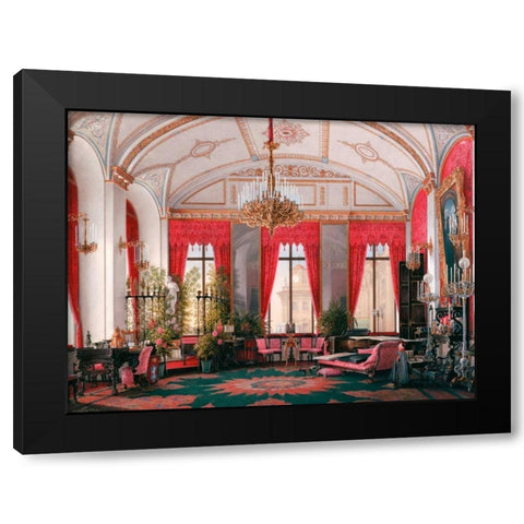 Interiors of the Winter Palace: the Raspberry Study Black Modern Wood Framed Art Print with Double Matting by Hau, Edward Petrovich