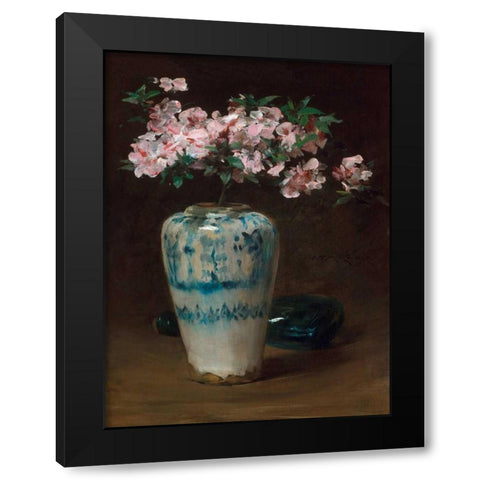 Pink Azalea â€“ Chinese Vase Black Modern Wood Framed Art Print by Merritt Chase, William